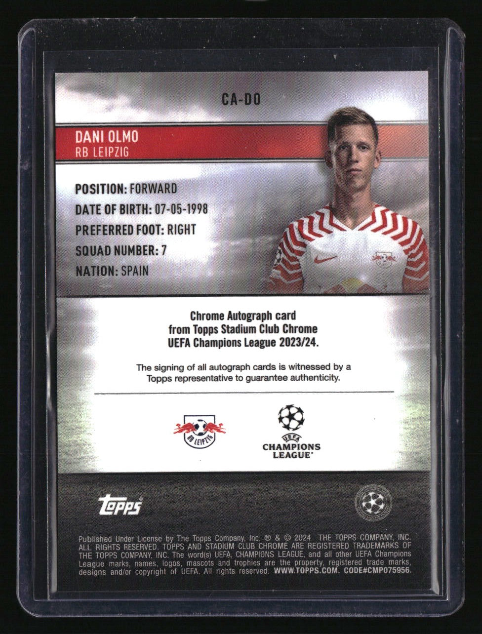2023-24 Topps Stadium Club UEFA Champions League Dani Olmo Auto