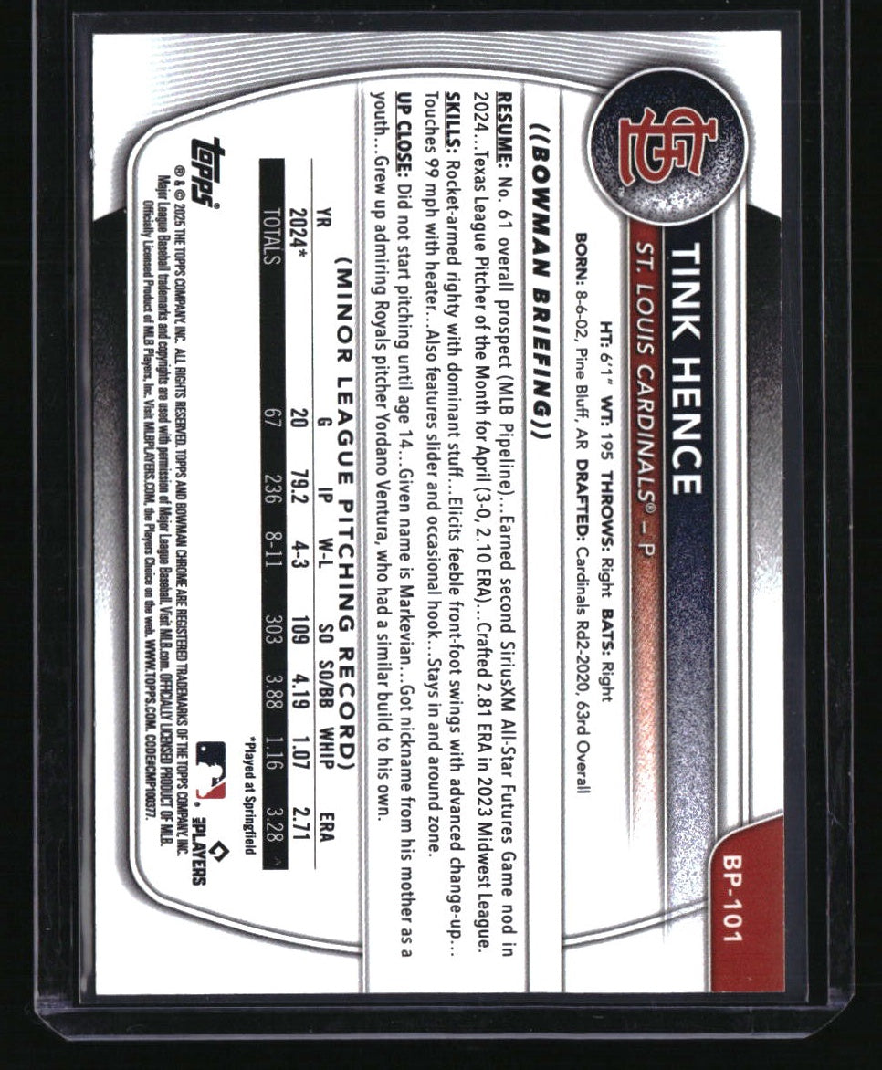 2025 Bowman Tink Hence Prospects Black Pattern #/10