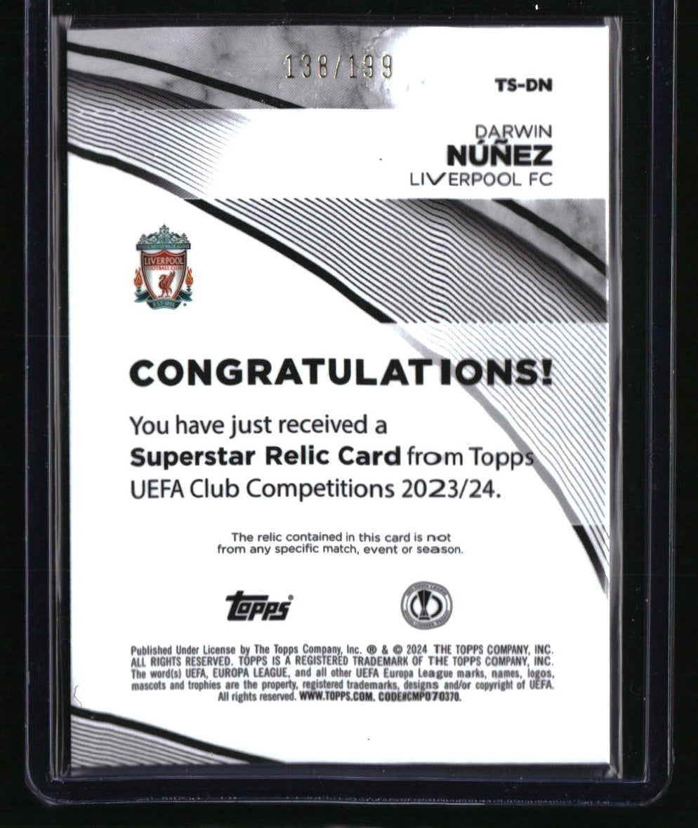 2023-24 Topps UEFA Club Competitions Darwin Núñez Relics Neon Green #/199