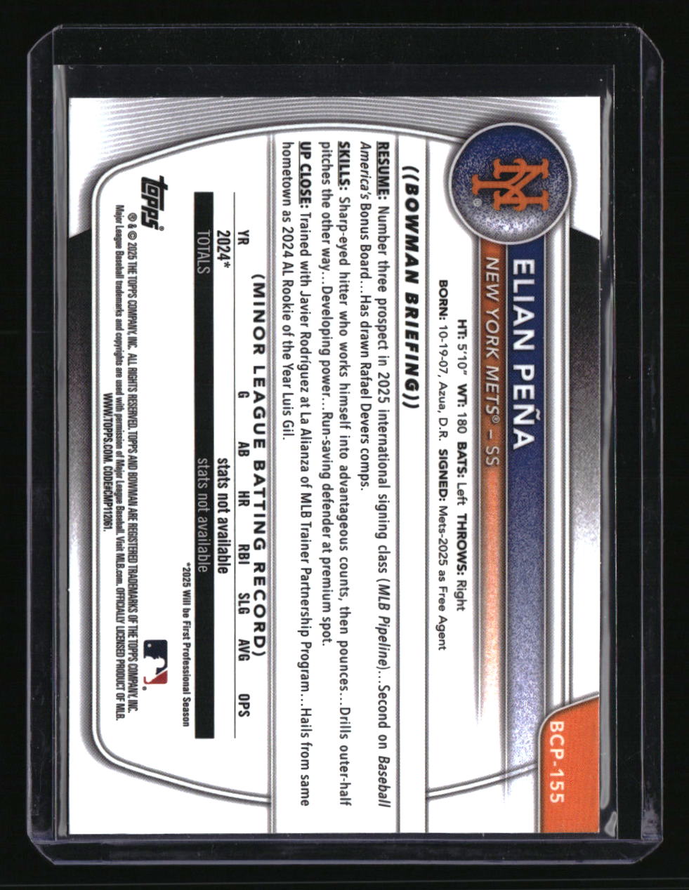 2025 Bowman Chrome Sapphire Edition Elian Peña Prospects