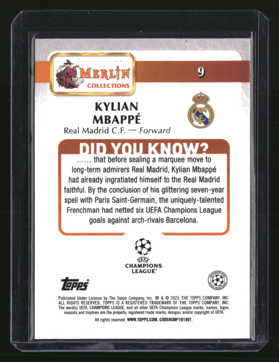 2024-25 Merlin UEFA Club Competitions Kylian Mbappé Pink #/199