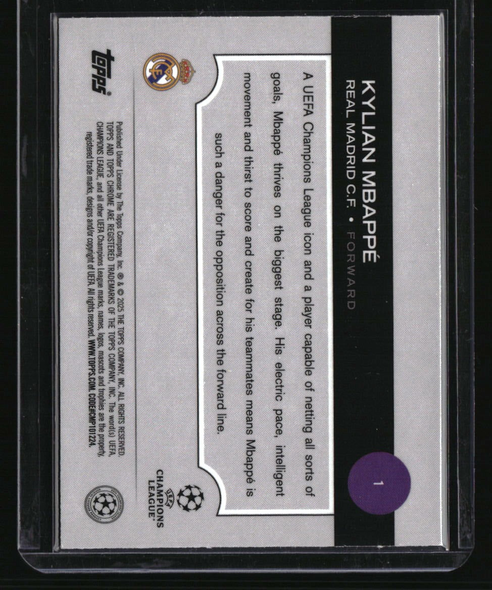 2024-25 Topps Chrome UEFA Club Comp Kylian Mbappé Neon Green RayWave #/125