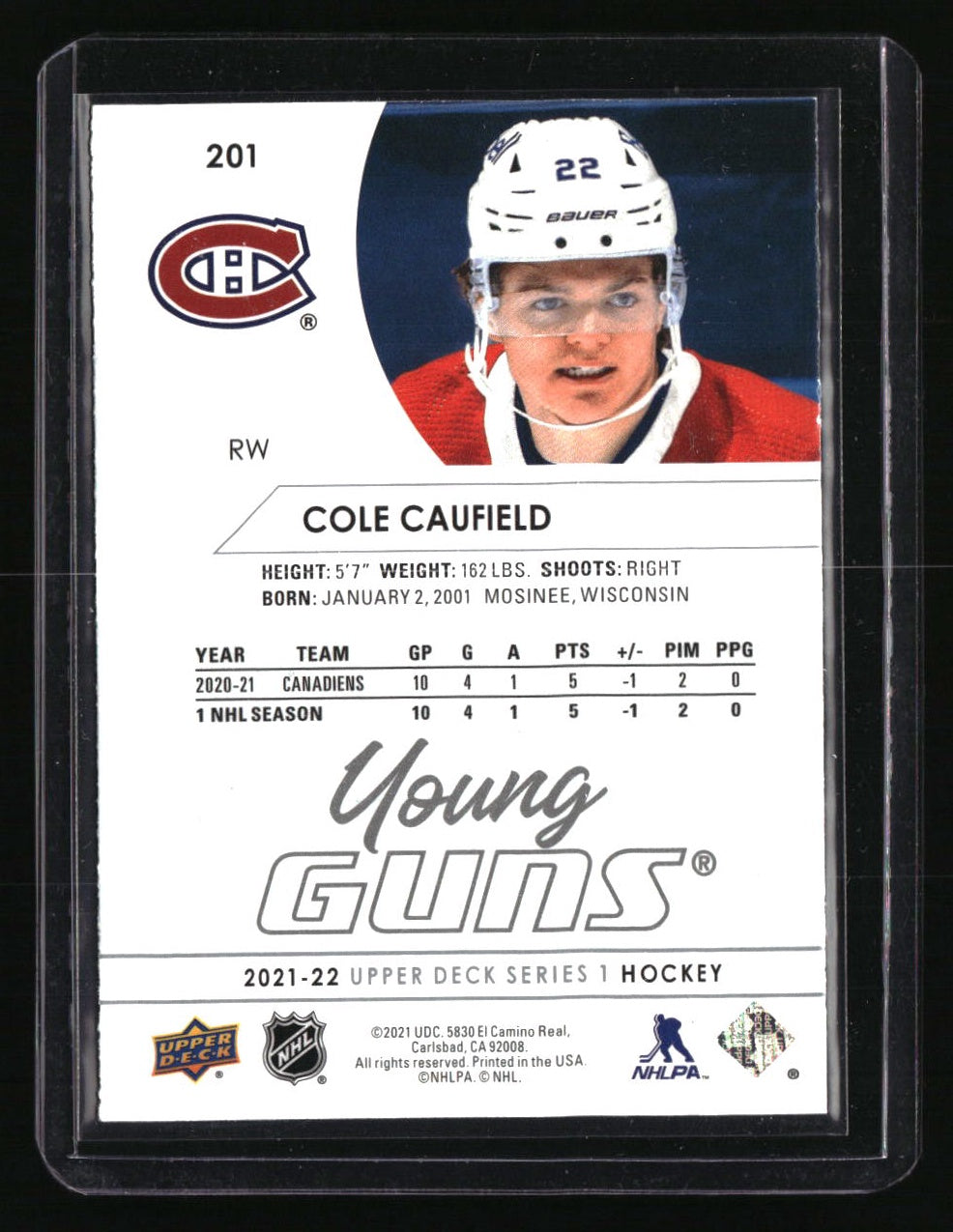 2021-22 Upper Deck Cole Caufield