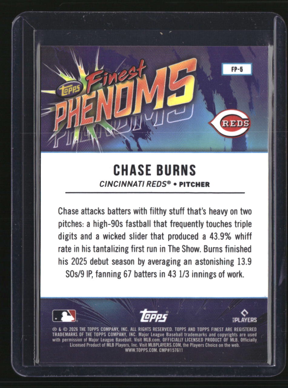 2026 Finest Chase Burns Finest Phenoms Orange Geometric Refractors #/25