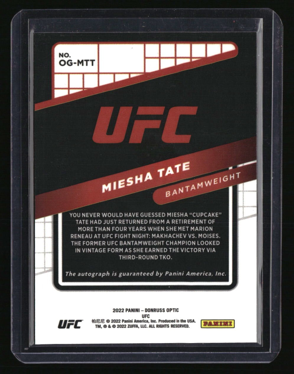 2022 Donruss Optic UFC Miesha Tate Opti-Graphs
