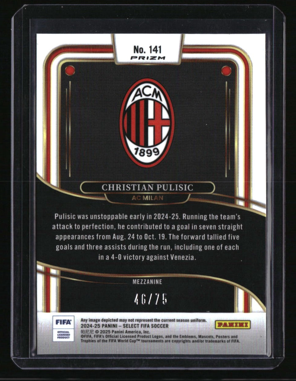 2024-25 Panini Select FIFA Christian Pulisic Bronze Checker #/75