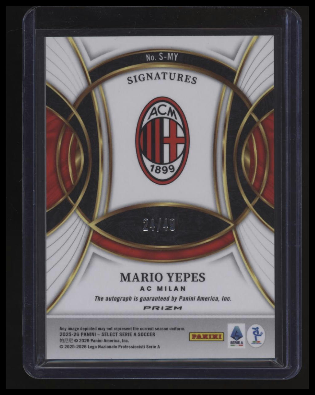 2025-26 Panini Select Serie A Mario Yepes Select Signatures - Orange #/49