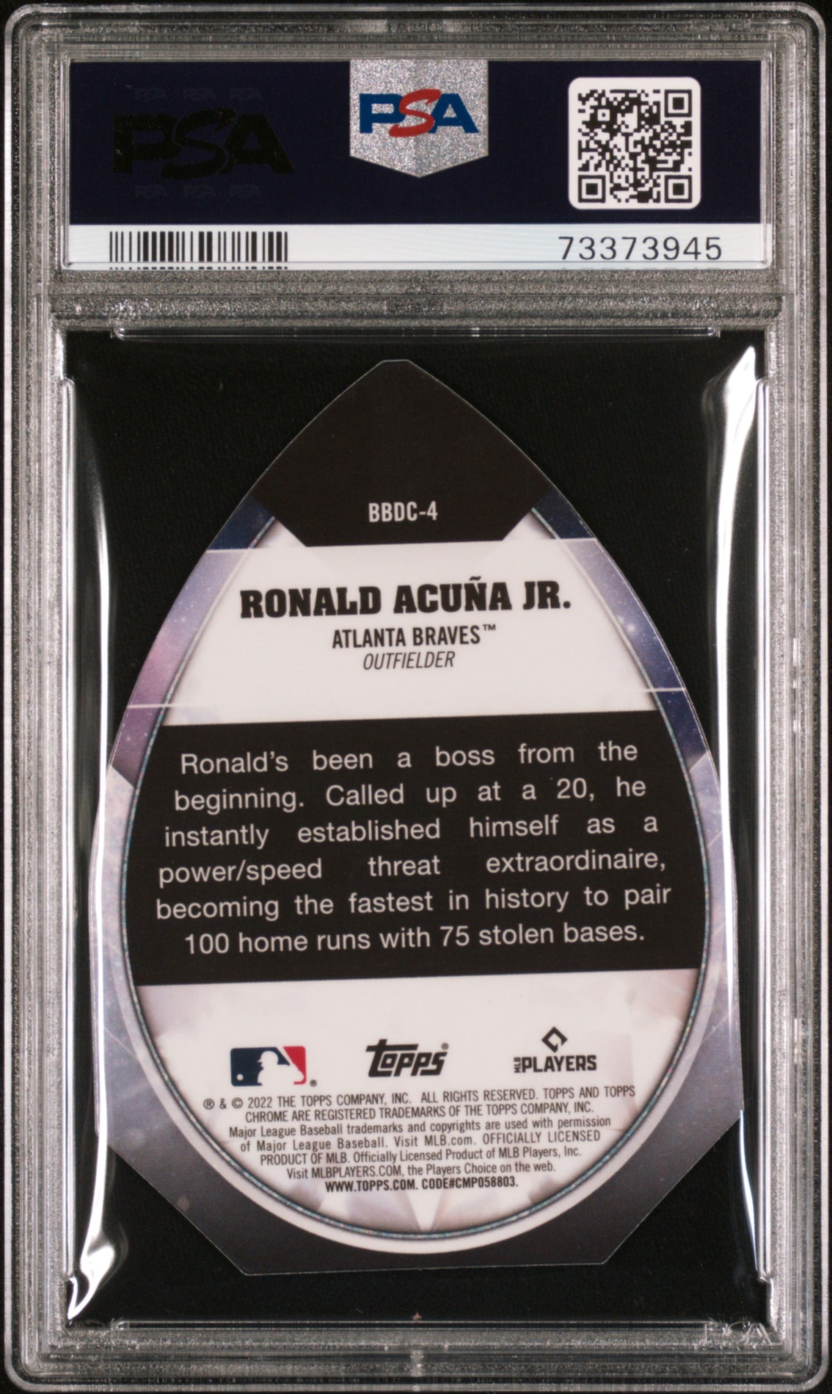 2022 Topps Chrome Ronald Acuna Jr. Ben&#39;S Diamond Die-Cuts PSA 10