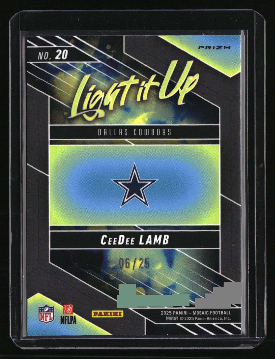 2025 Panini Mosaic CeeDee Lamb Light It Up Mosaic White #/25