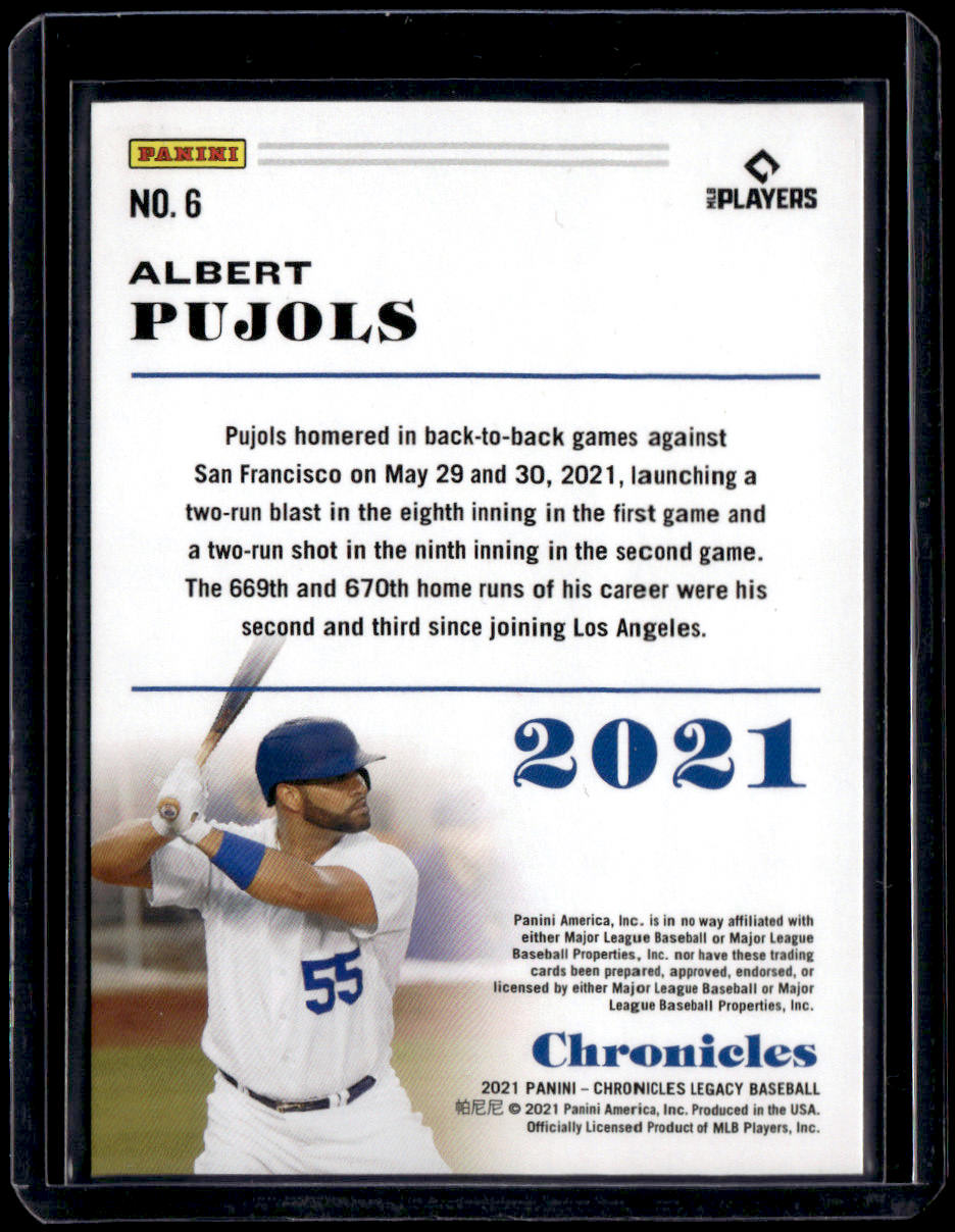2021 Panini Chronicles Albert Pujols Chronicles Gold #/10