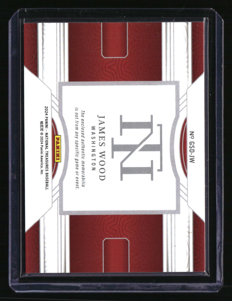 2024 Panini National Treasures James Wood Game Gear Swatches Dual #/99