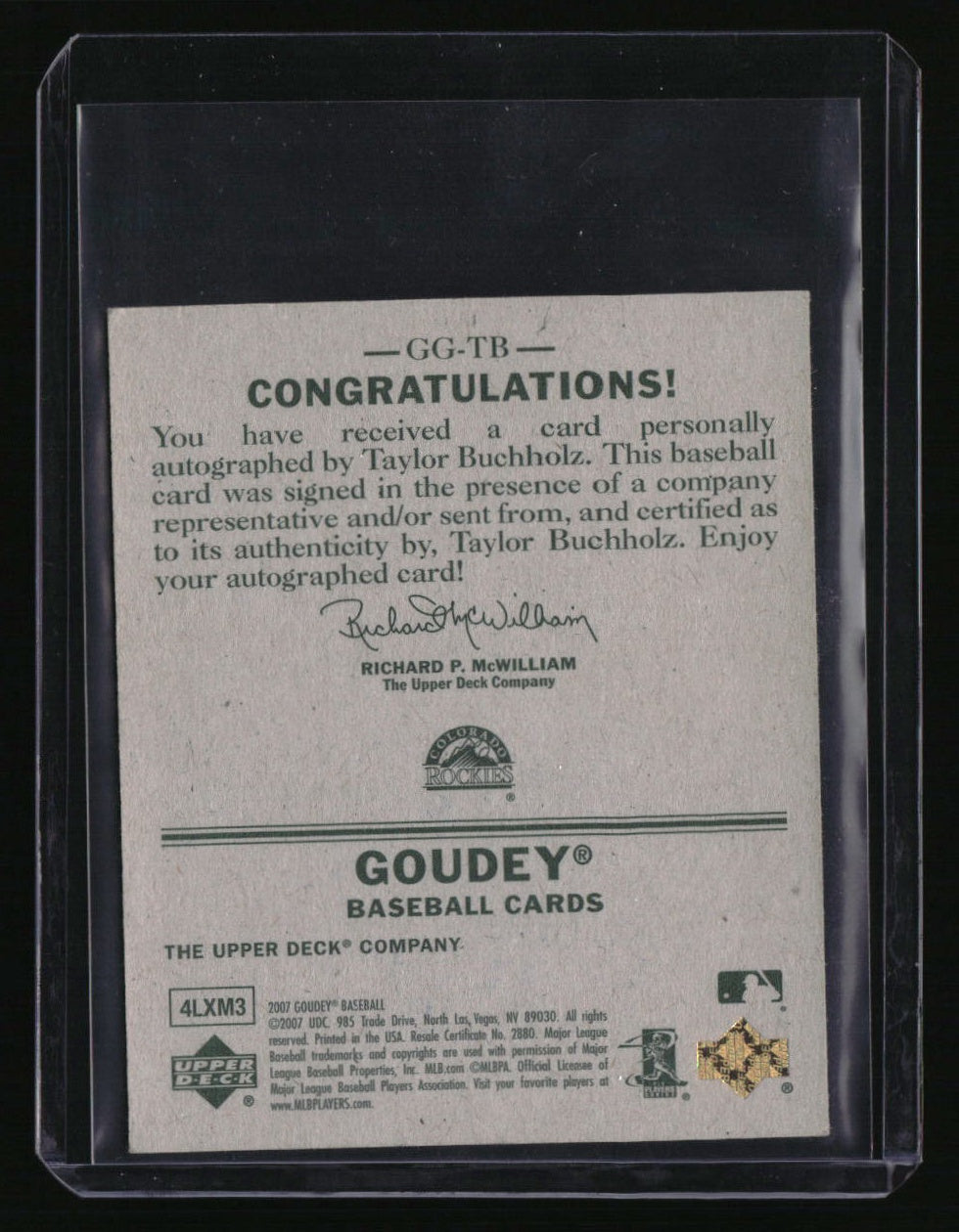 2007 Upper Deck Goudey Taylor Buchholz Goudey Graphs
