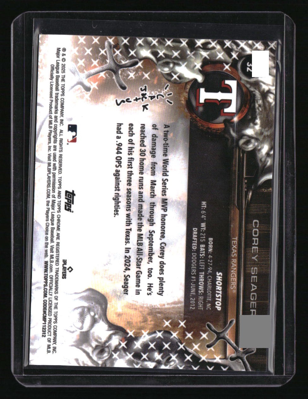 2025 Topps Cosmic Chrome x Cactus Jack Corey Seager Gold Refractor #/50