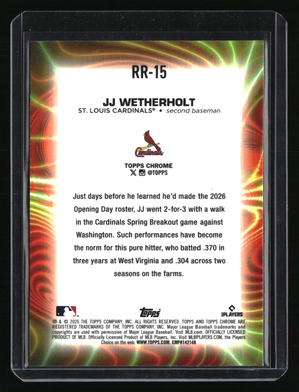 2026 Topps Chrome JJ Wetherholt Radiating Rookies