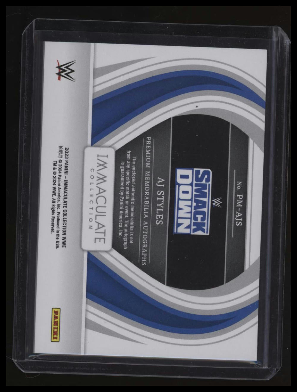 2023 Panini IMAC Collection WWE AJ Styles Premium Mem Auto #/99