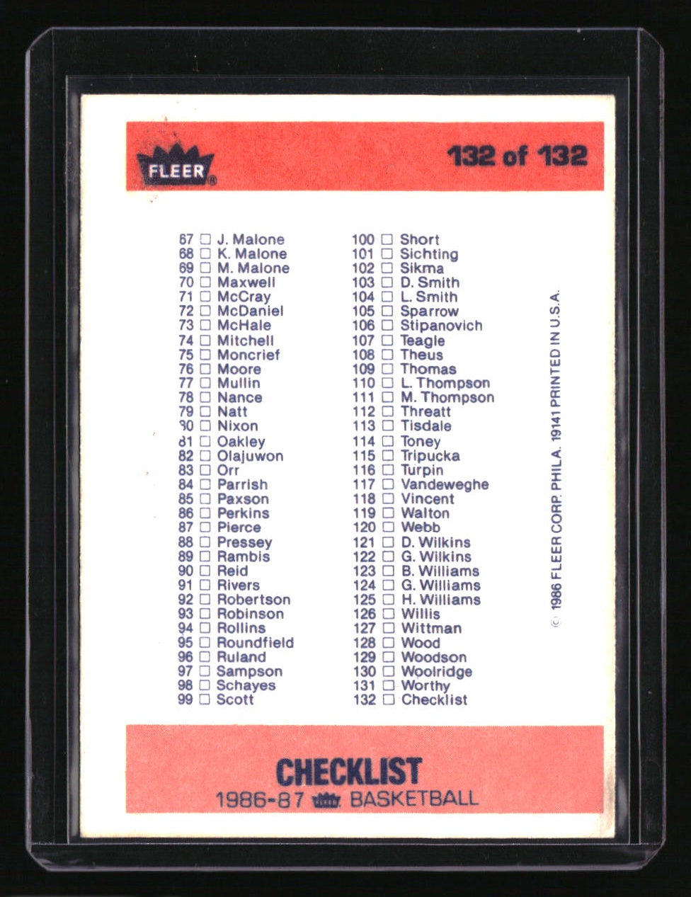 1986-87 Fleer Checklist