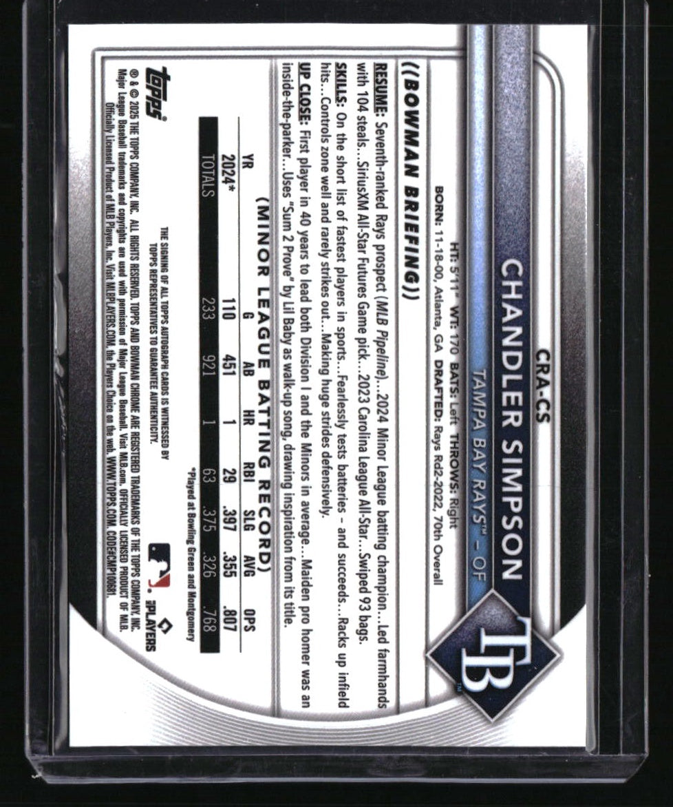 2025 Bowman Chrome Chandler Simpson Rookie Autographs