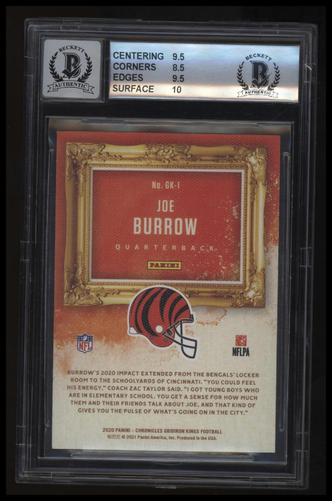2020 Gridiron Kings Green Joe Burrow Auto + Inscription BGS 9.0