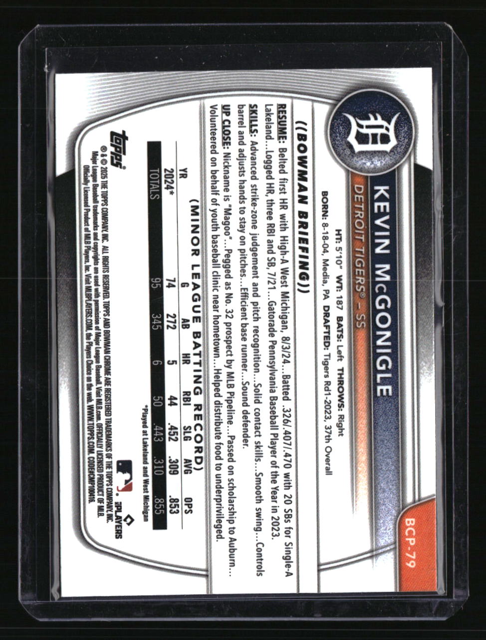 2025 Bowman Sapphire Edition Kevin Mcgonigle