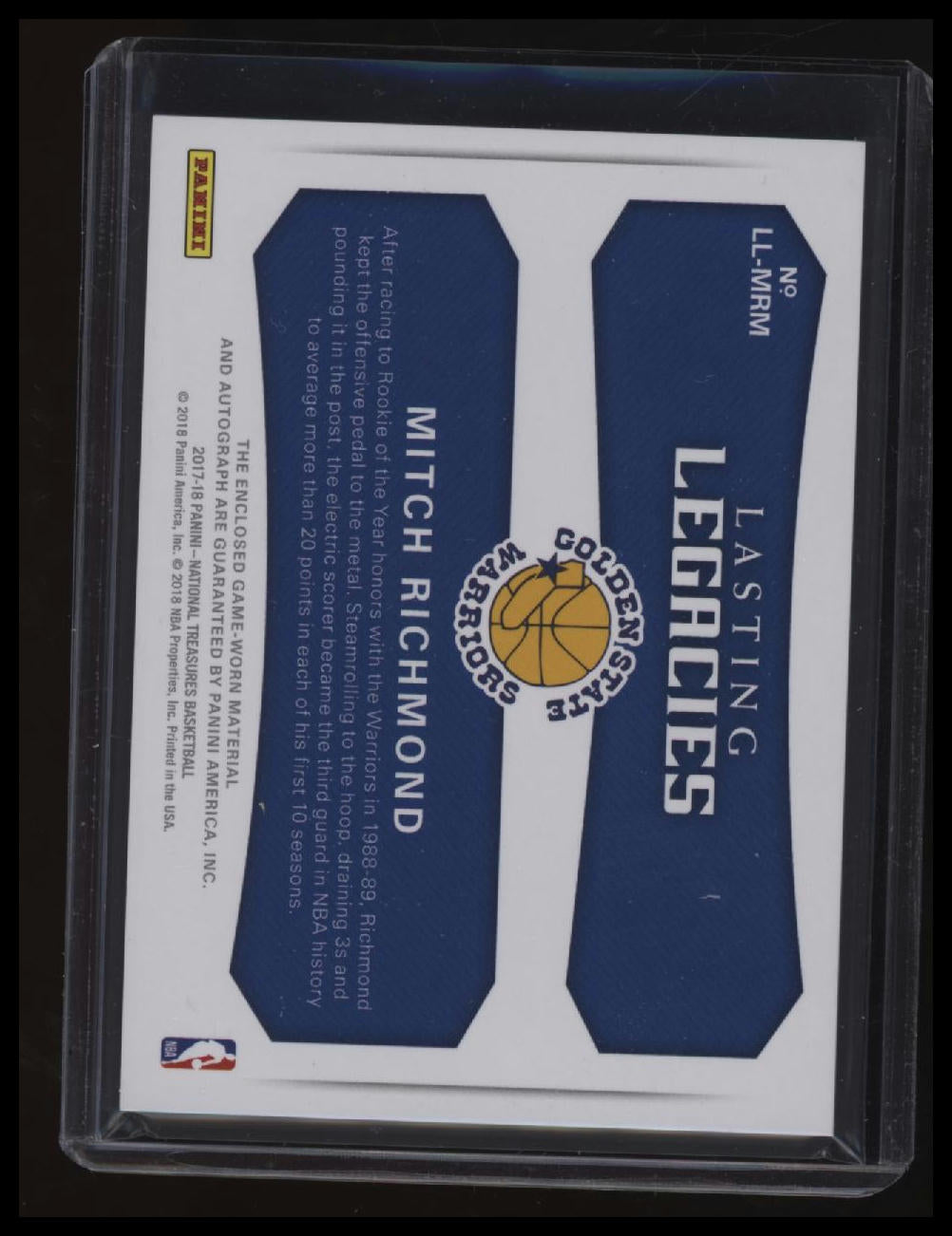 2017-18 Panini National Treasures Mitch Richmond Lasting Legacies Prime #/25