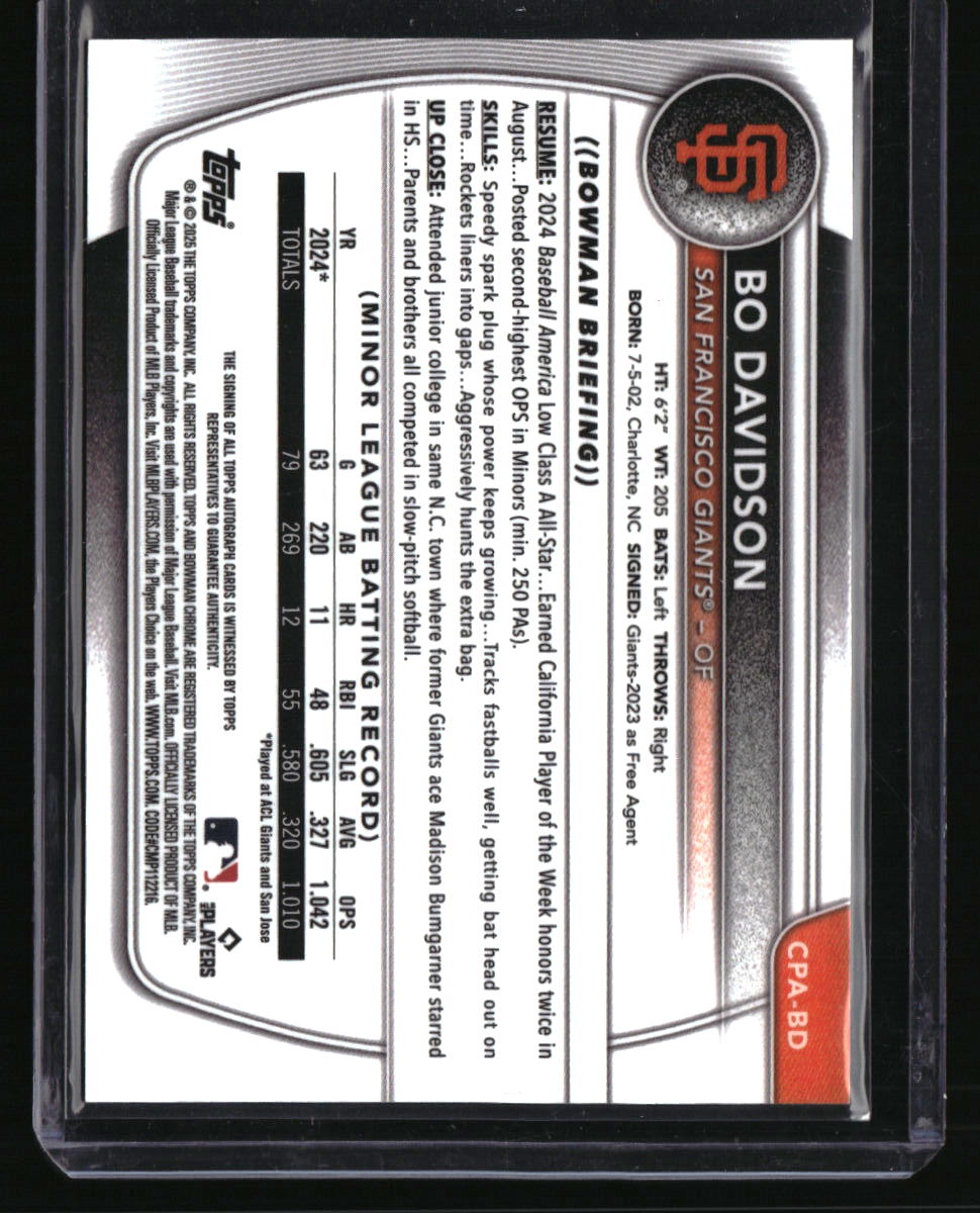 2025 Bowman Chrome Bo Davidson Prospect Autographs