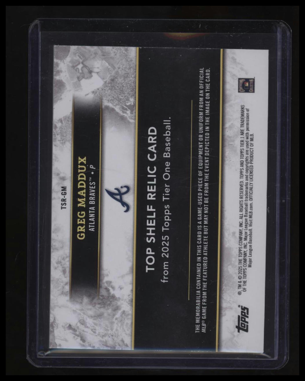 2025 Topps Tier One Greg Maddux Top Shelf Relics #/49