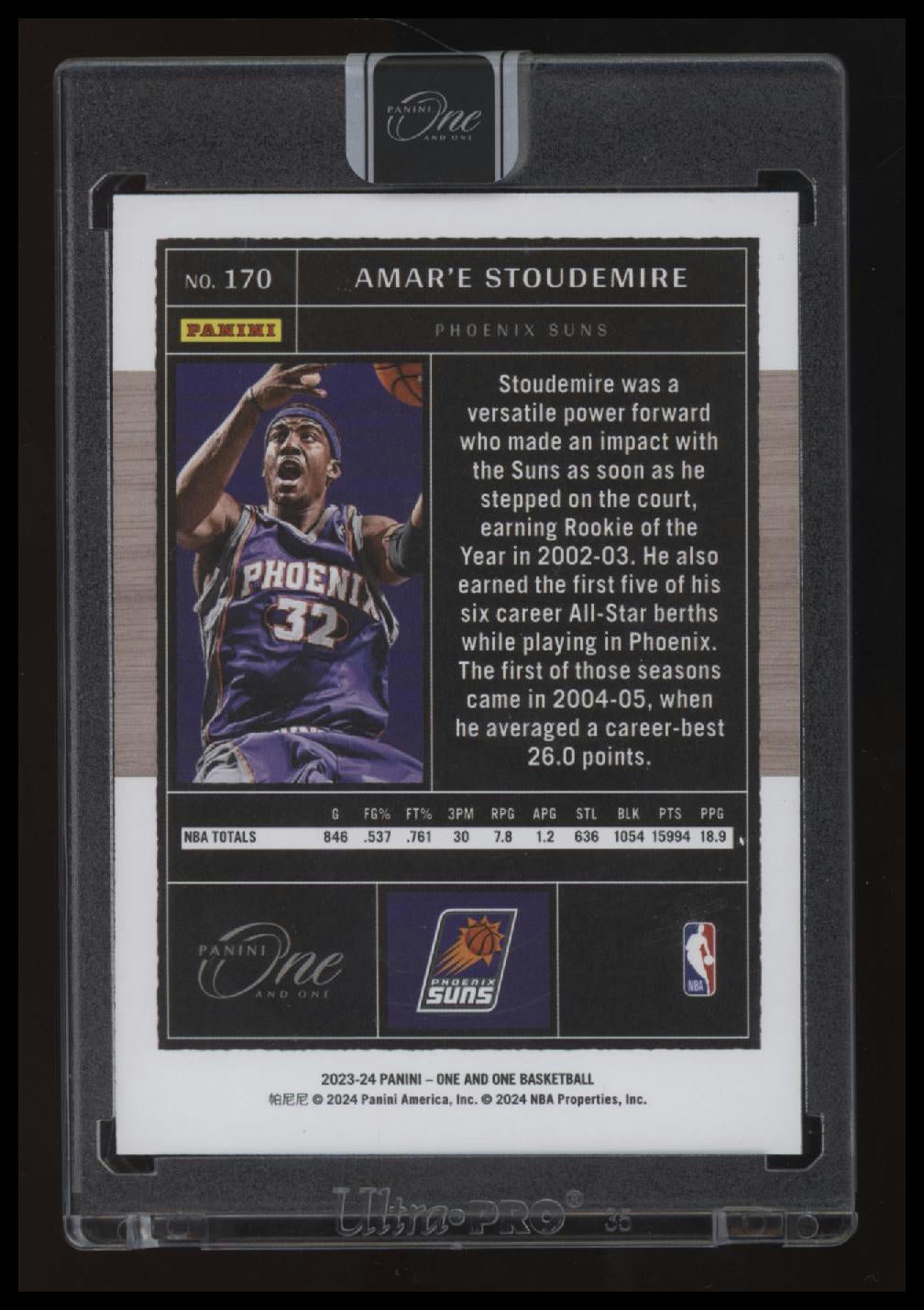 2023-24 Panini One and One Amar'e Stoudemire Purple #/25