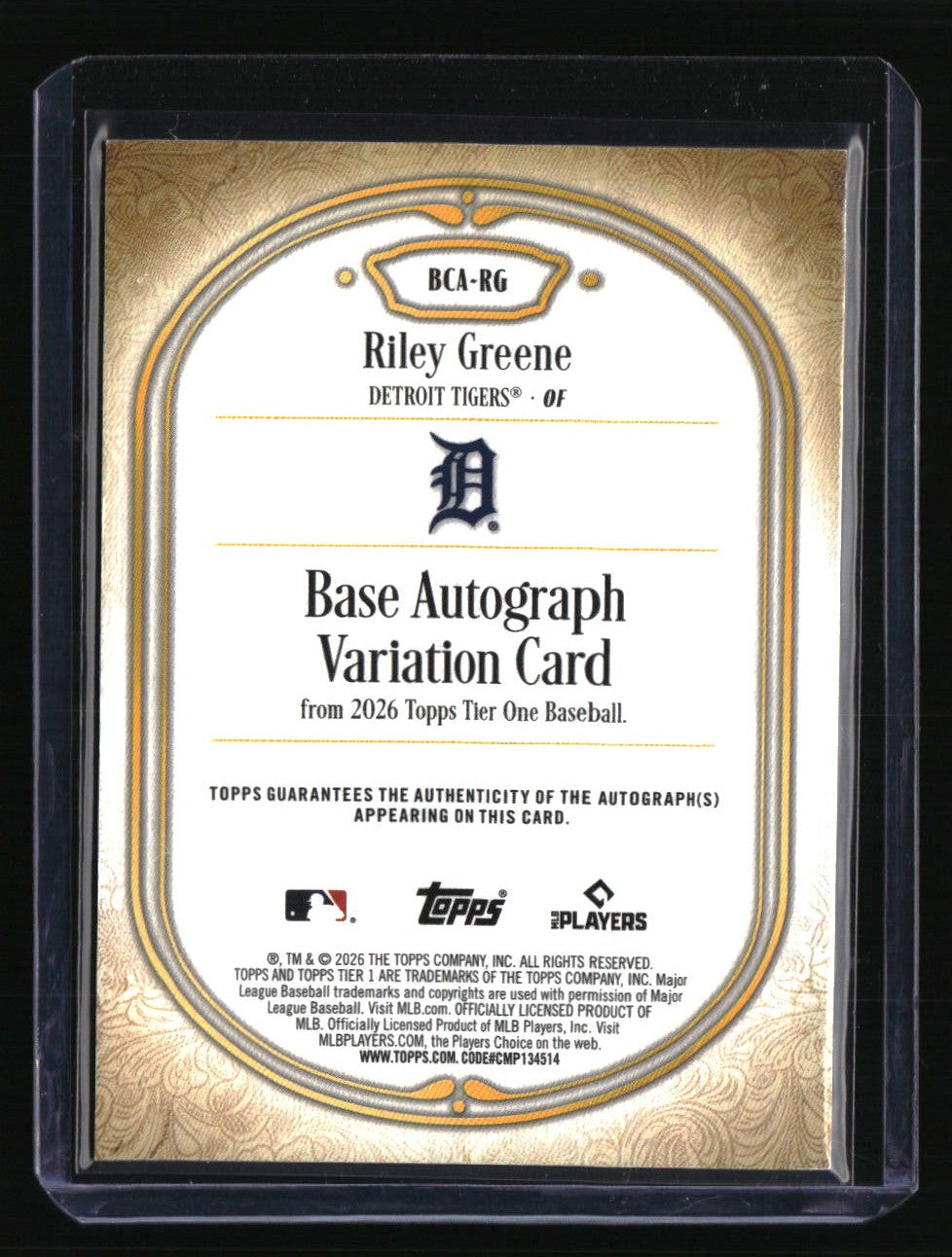 2026 Topps Tier One Riley Greene Base Tier 2 Autographs #/49