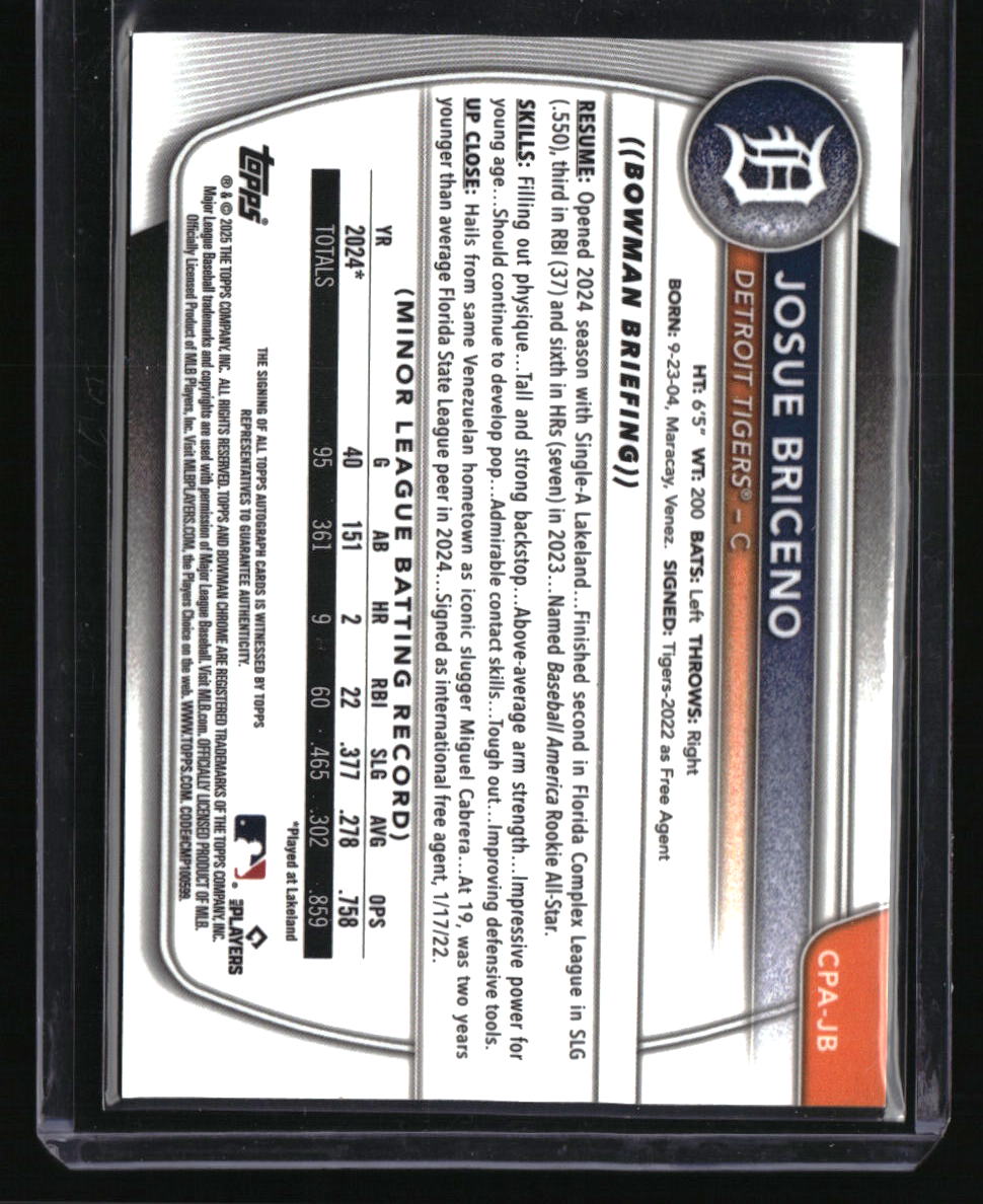 2025 Bowman Josue Briceno Chrome Prospect Autographs