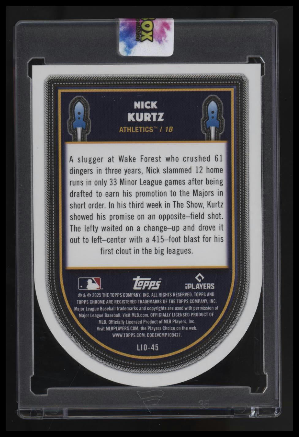 2025 Topps Chrome Cosmic Nick Kurtz Launched into Orbit Orange Galactic #/25