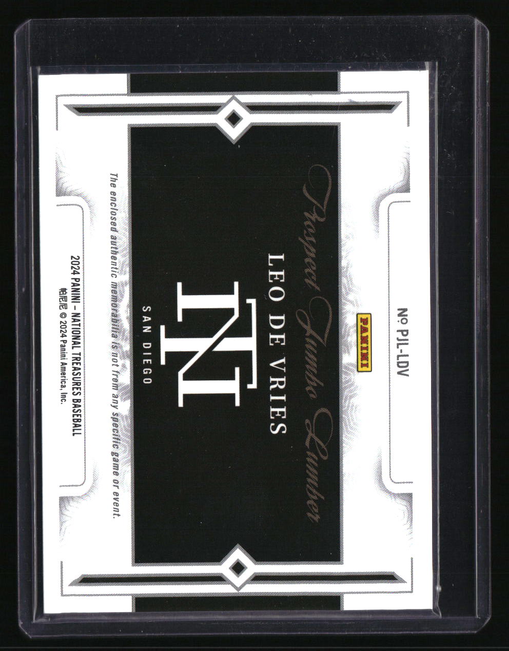 2024 National Treasures Leo De Vries Prospect Jumbo Lumber Holo Silver #/25