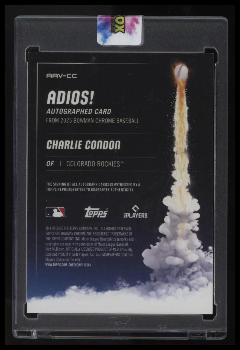 2025 Bowman Chrome Charlie Condon Adios Autographs Gold Mini-Diamond #/50