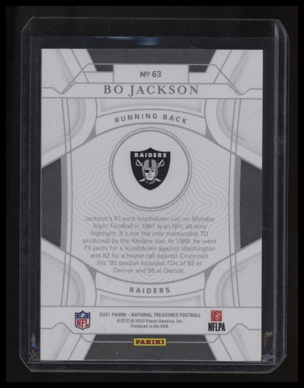 2021 Panini National Treasures Bo Jackson Stars and Stripes #/13