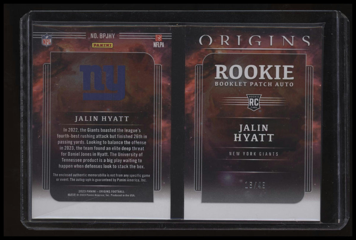 2023 Panini Origins Jalin Hyatt Rookie Booklet Patch Auto #/49