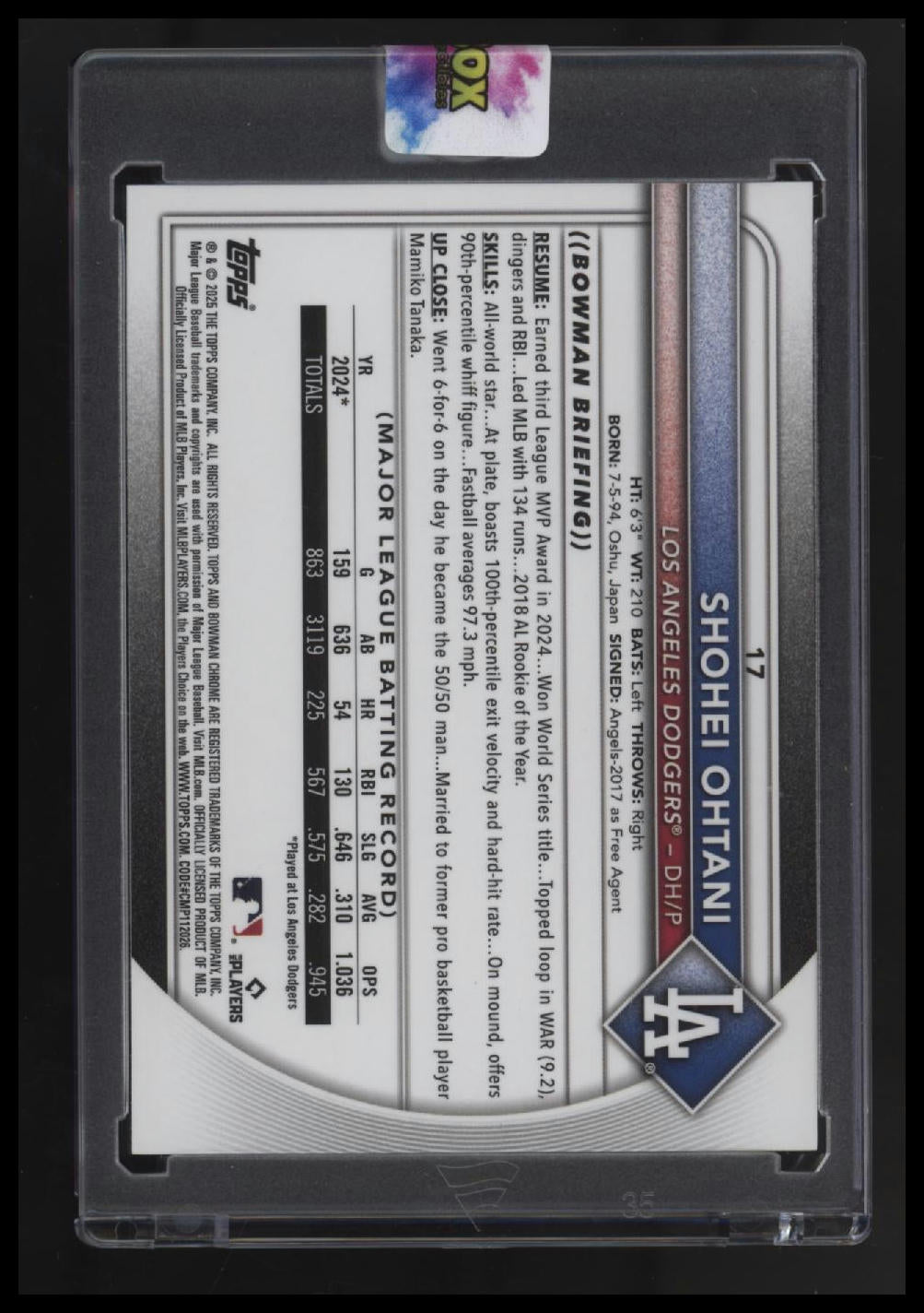 2025 Bowman Chrome Sapphire Edition Shohei Ohtani