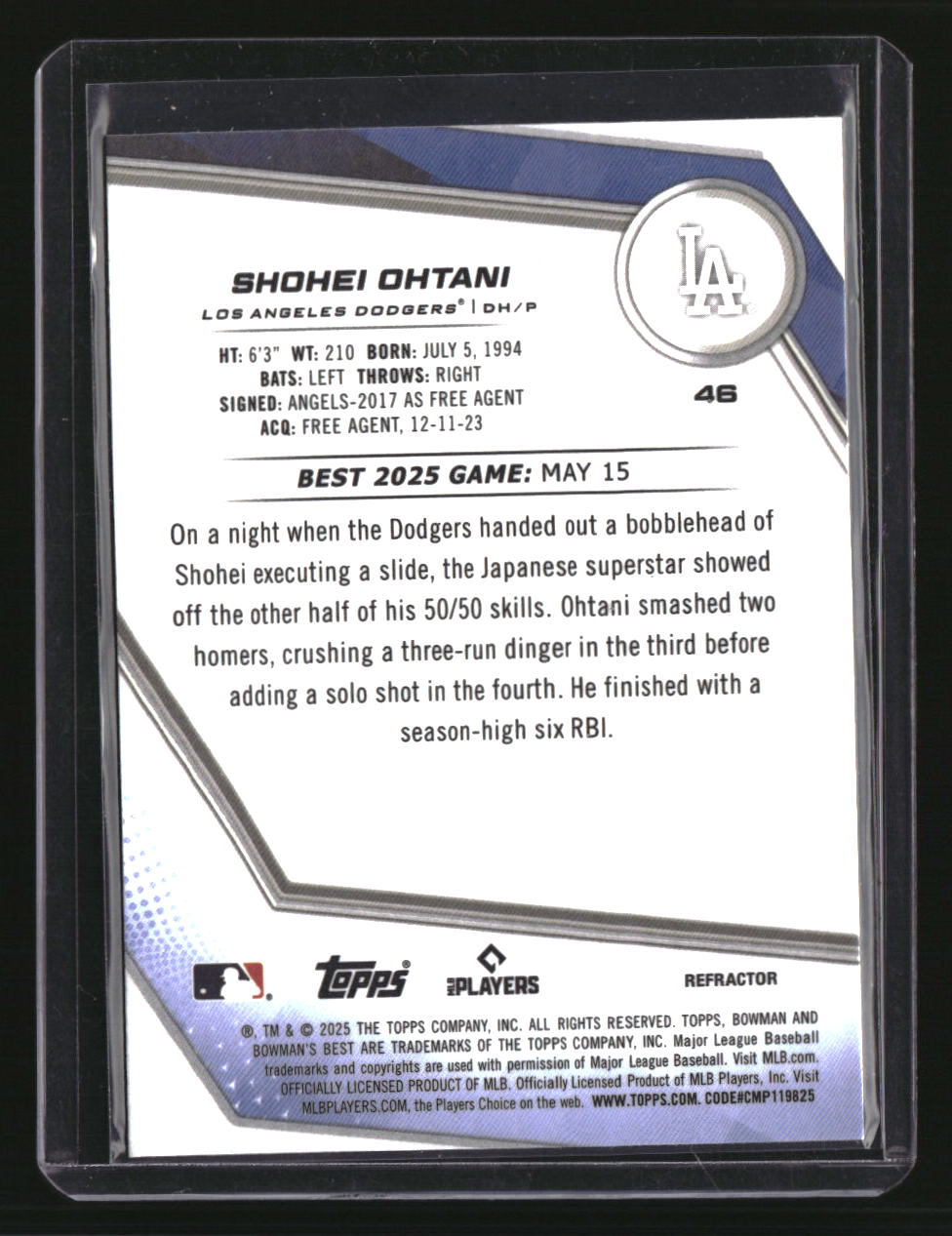 2025 Bowman's Best Shohei Ohtani Refractors