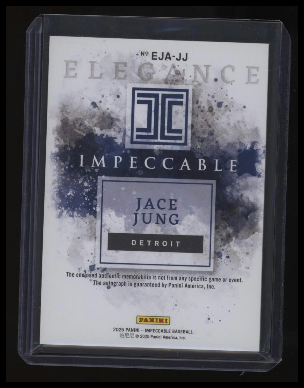 2025 Panini Impeccable Jace Jung Elegnace Rookie Patch Autograph #/99
