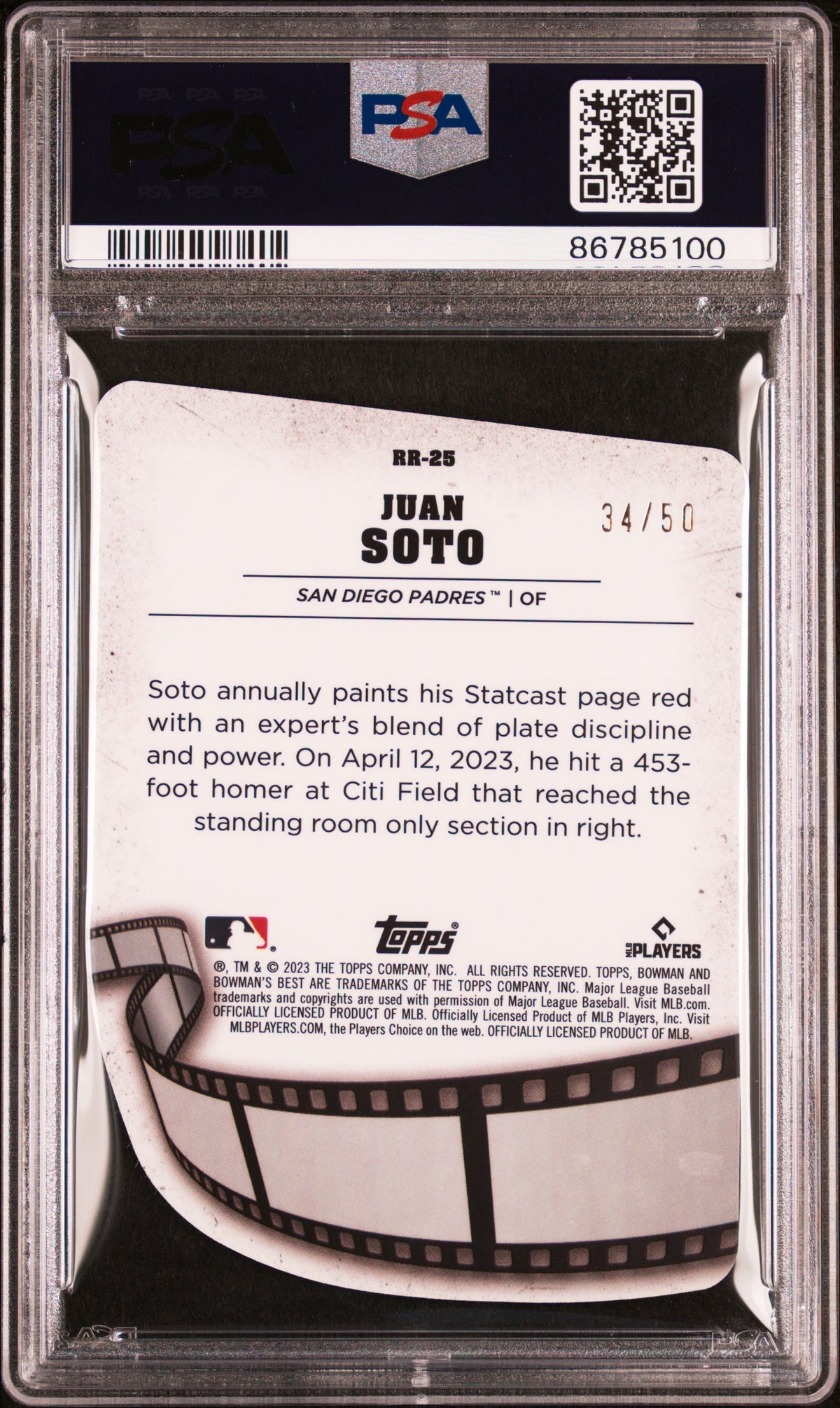 2023 Bowman&#39;S Best #RR25 Juan Soto Reel To Reel Die-Cut-Lava PSA 10