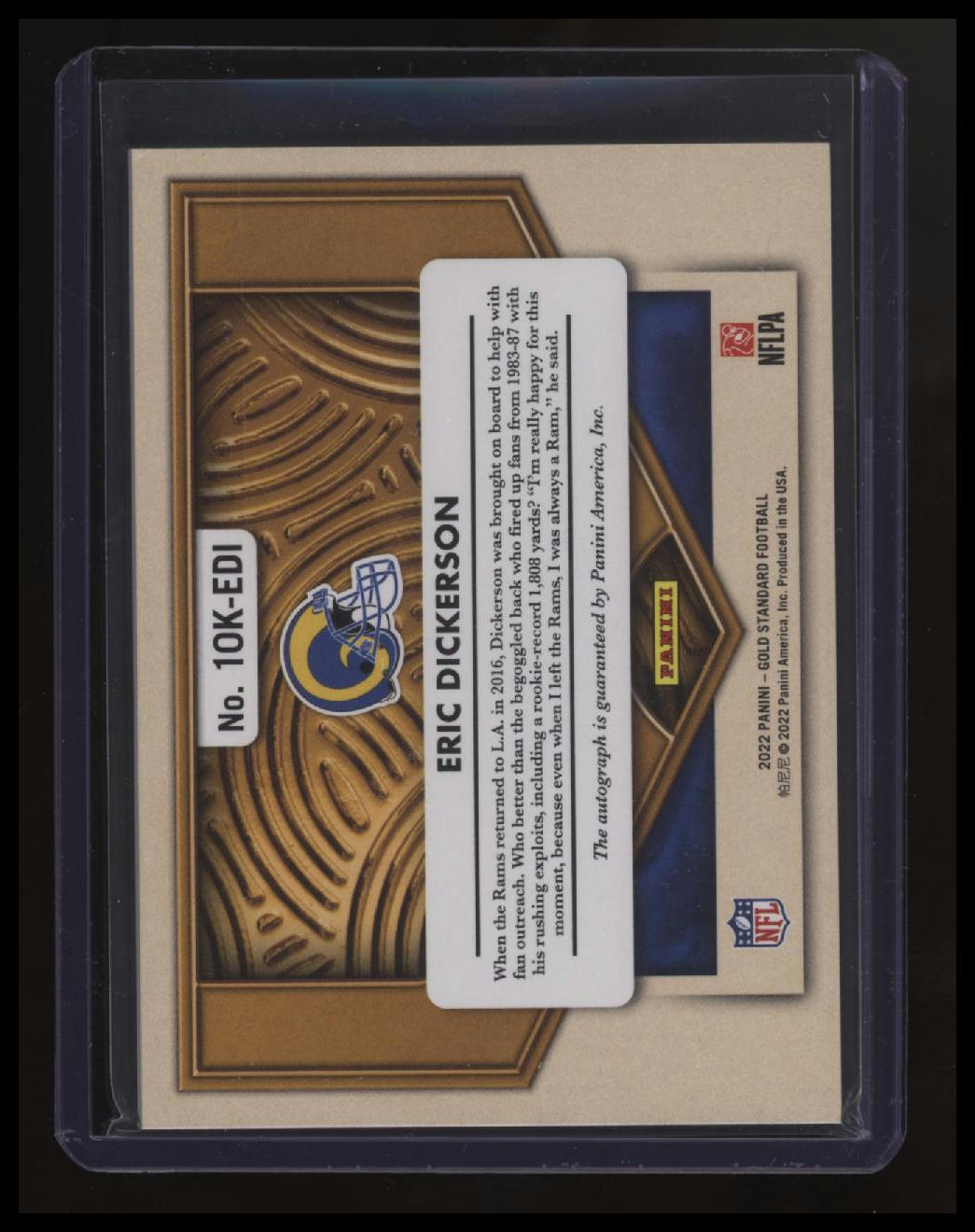 2022 Panini Gold Standard Eric Dickerson 10K Autographs Platinum #/10