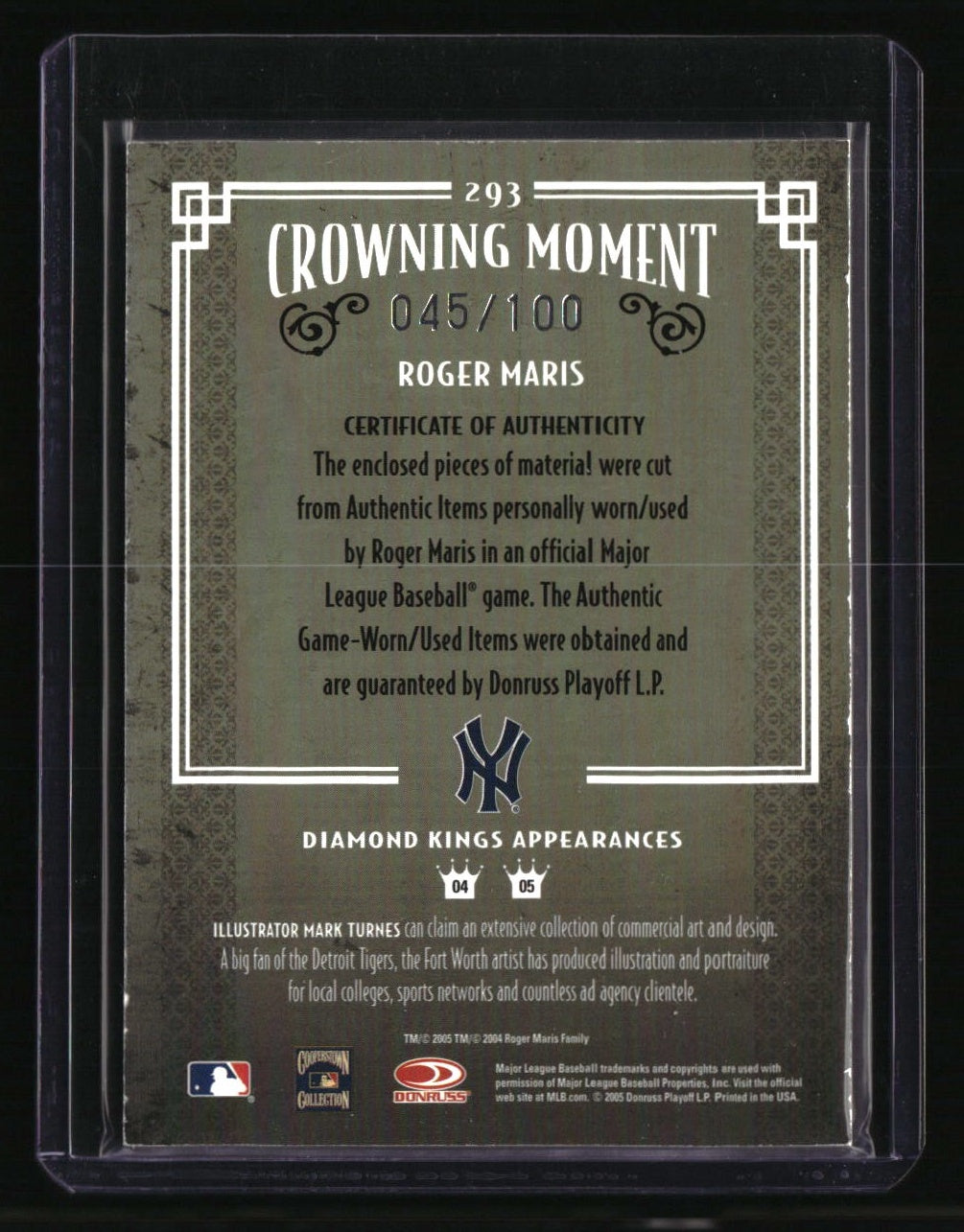 2005 Donruss Diamond Kings Roger Maris Bronze #/100