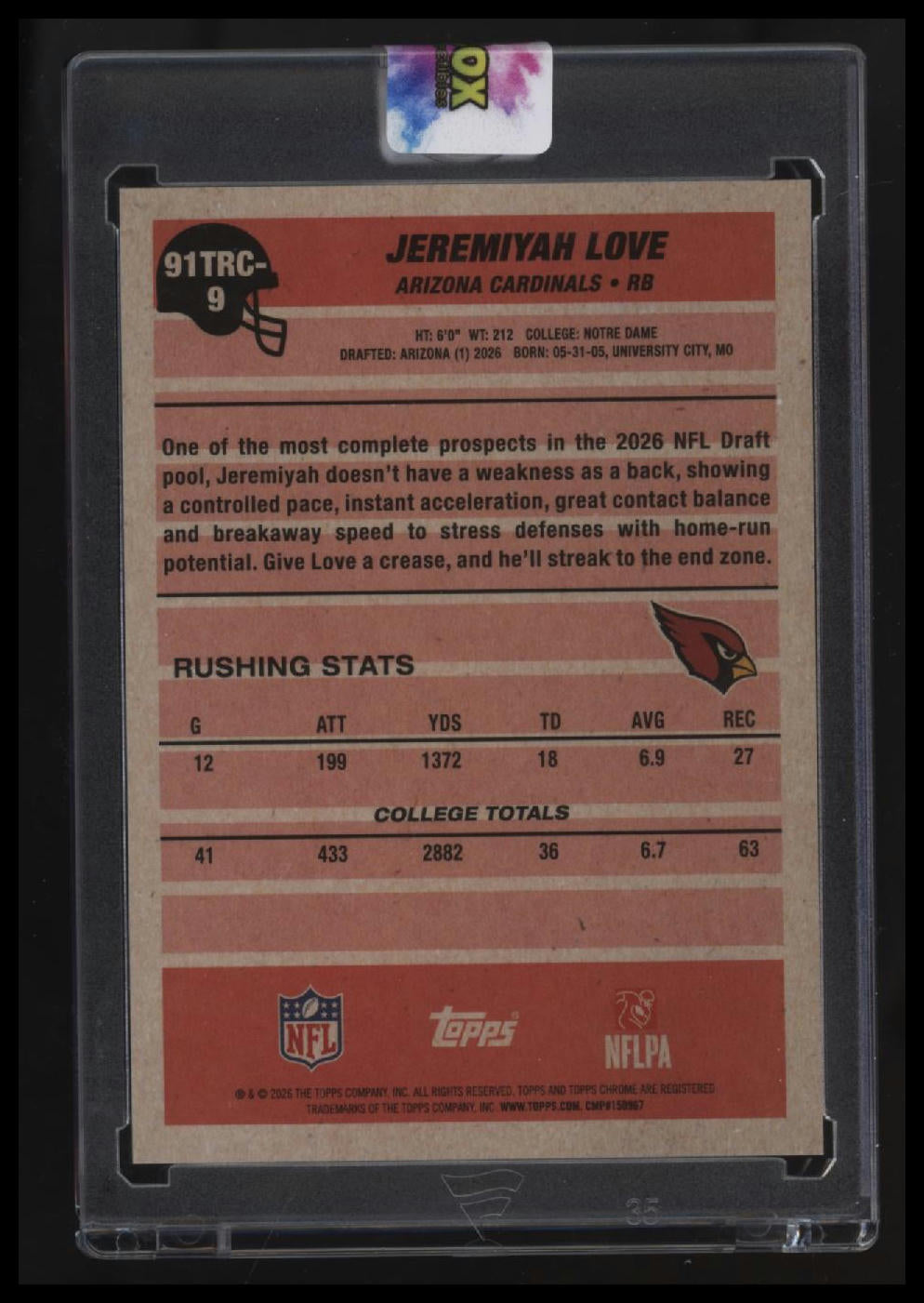 2026 Topps Flagship Jeremiyah Love 35th Anniversary Rookie Chrome Mojo Black /10
