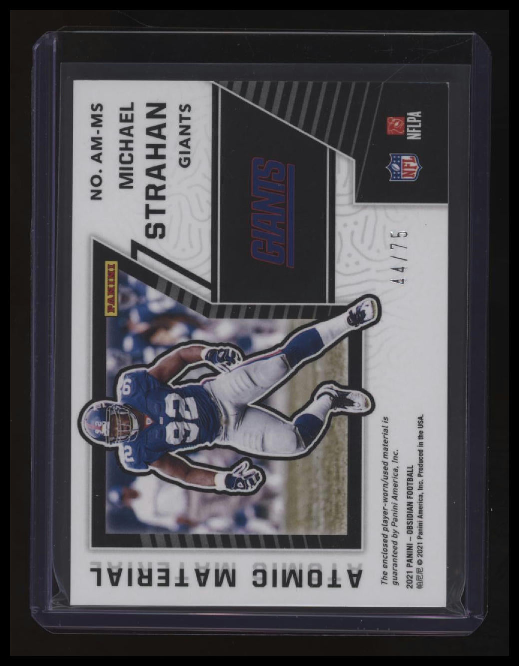 2021 Panini Obsidian Michael Strahan Atomic Material #/75