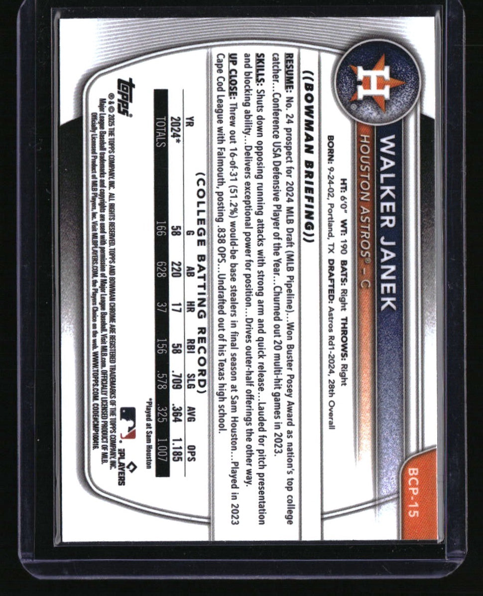 2025 Bowman Walker Janek Chrome Prospects Steel Metal Refractor #/100