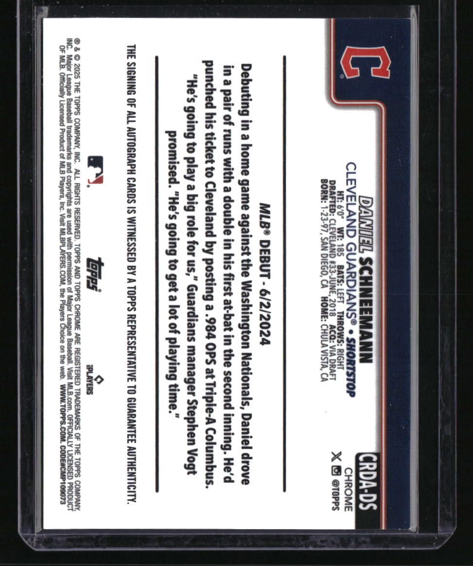 2025 Topps Chrome Update Daniel Schneemann Rookie Debut Autographs Gold #/50