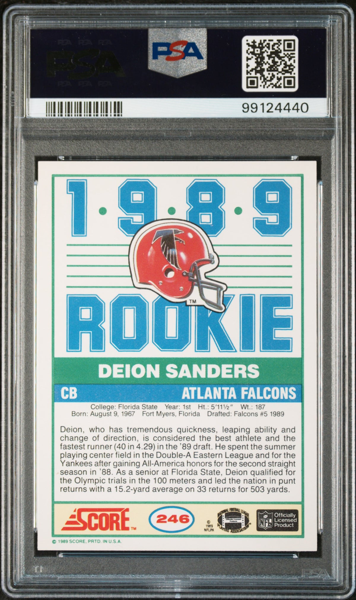 1989 Score Deion Sanders PSA 8