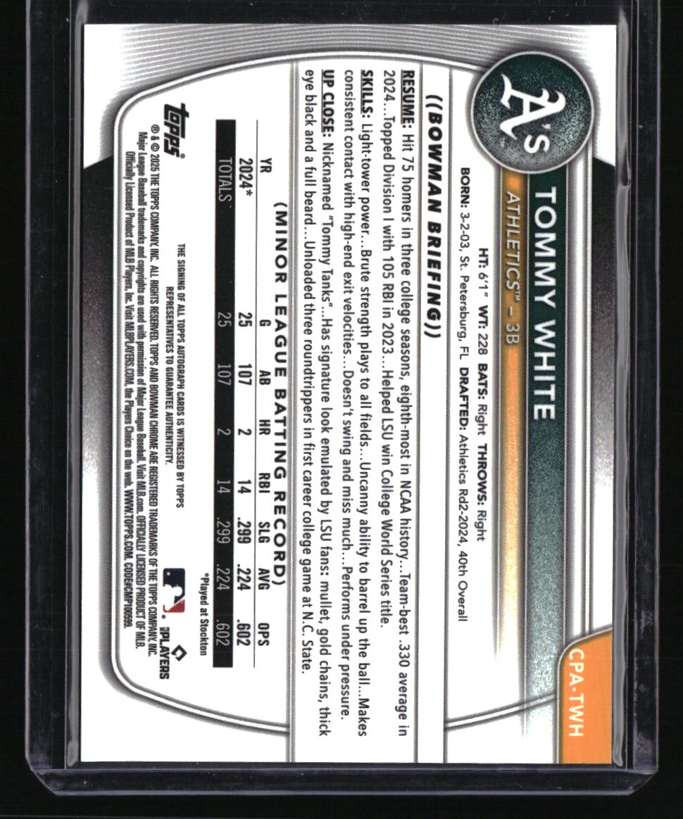 2025 Bowman Chrome Tommy White Prospect Autographs Mini-Diamond #/100
