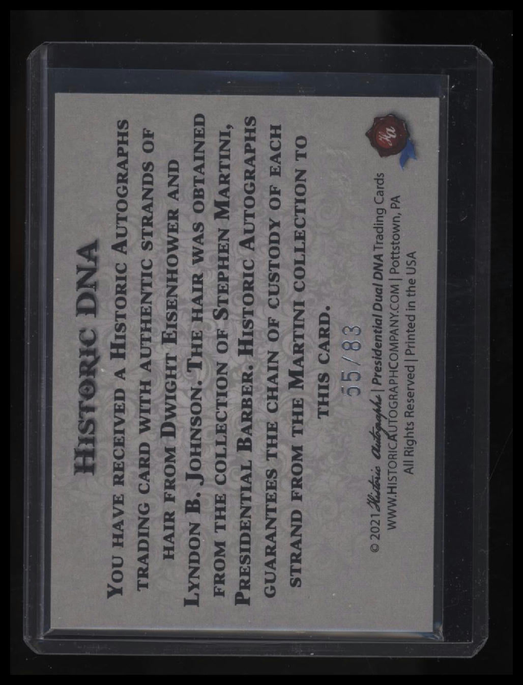 2021 Historic Autographs Dwight Eisenhower/Lyndon B. Johnson Historic DNA #/83