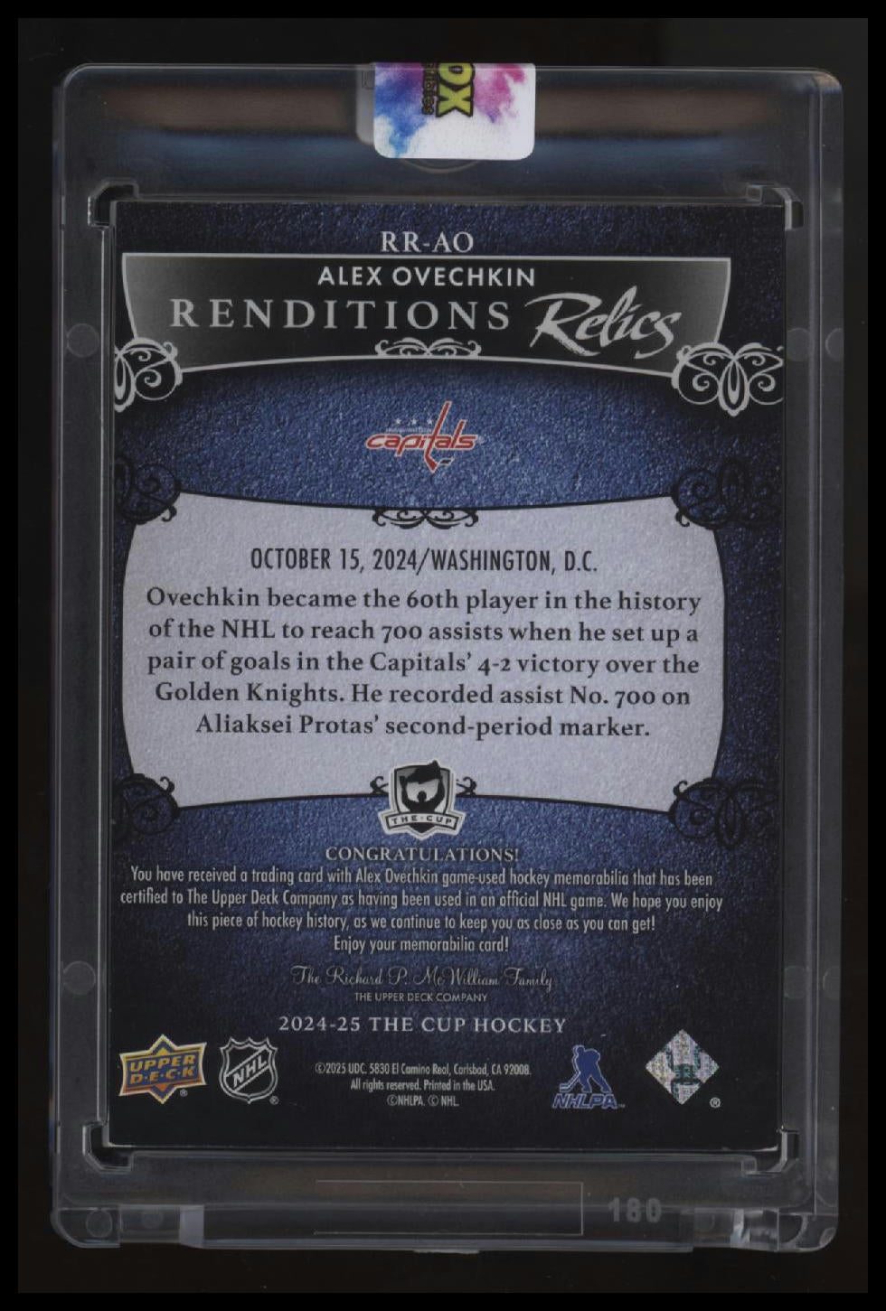 2024-25 Upper Deck The Cup Alex Ovechkin Rendition Relics
