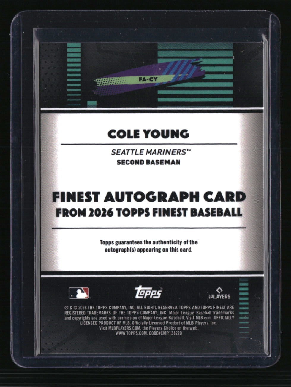 2026 Finest Cole Young Finest Autographs Gold Geometric Refractors #/50