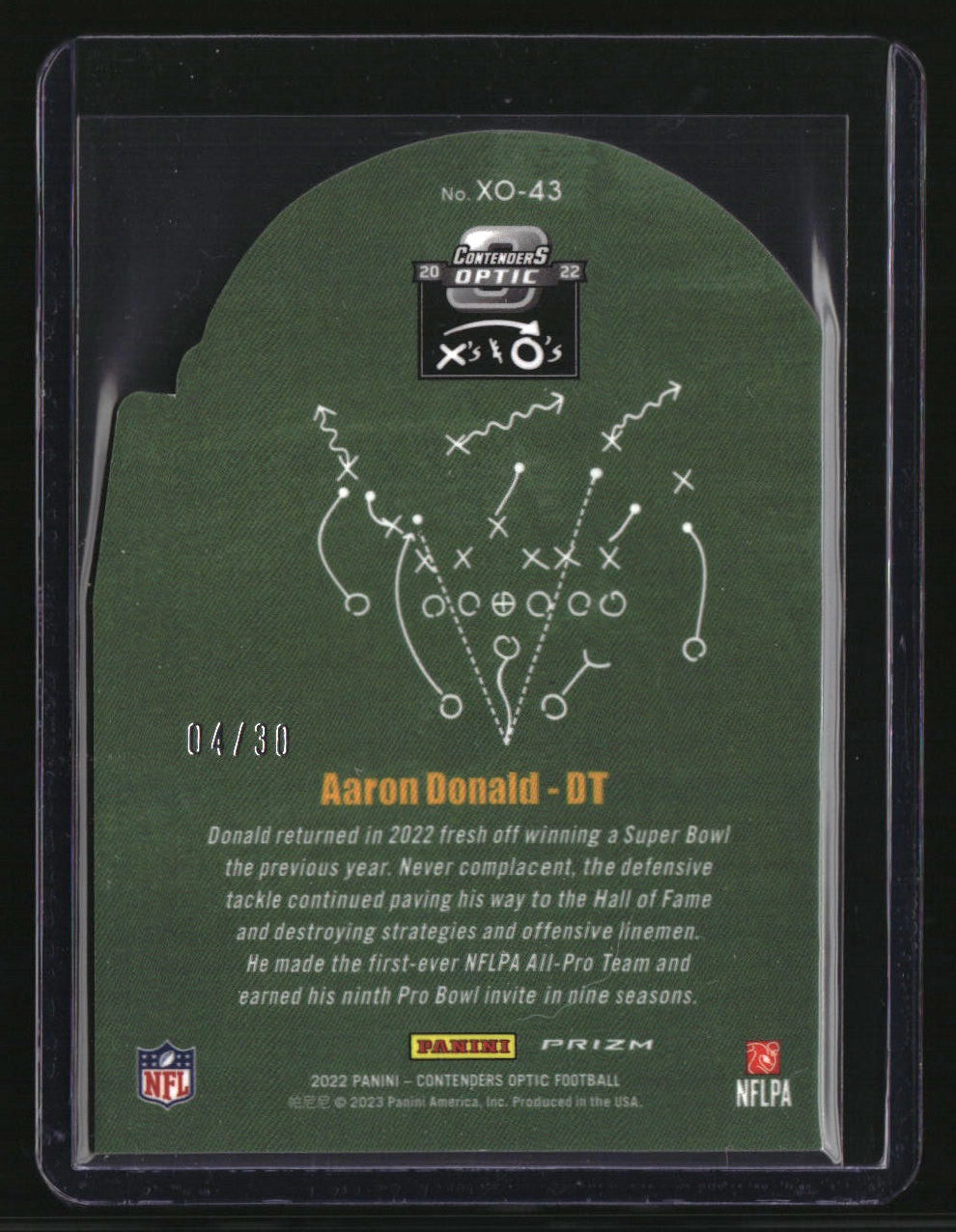 2022 Panini Contenders Optic Aaron Donald Xs and Os Green Pulsar #/30